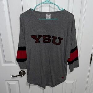 PINK Gray YSU Logo Shirt with Red and Black Accents